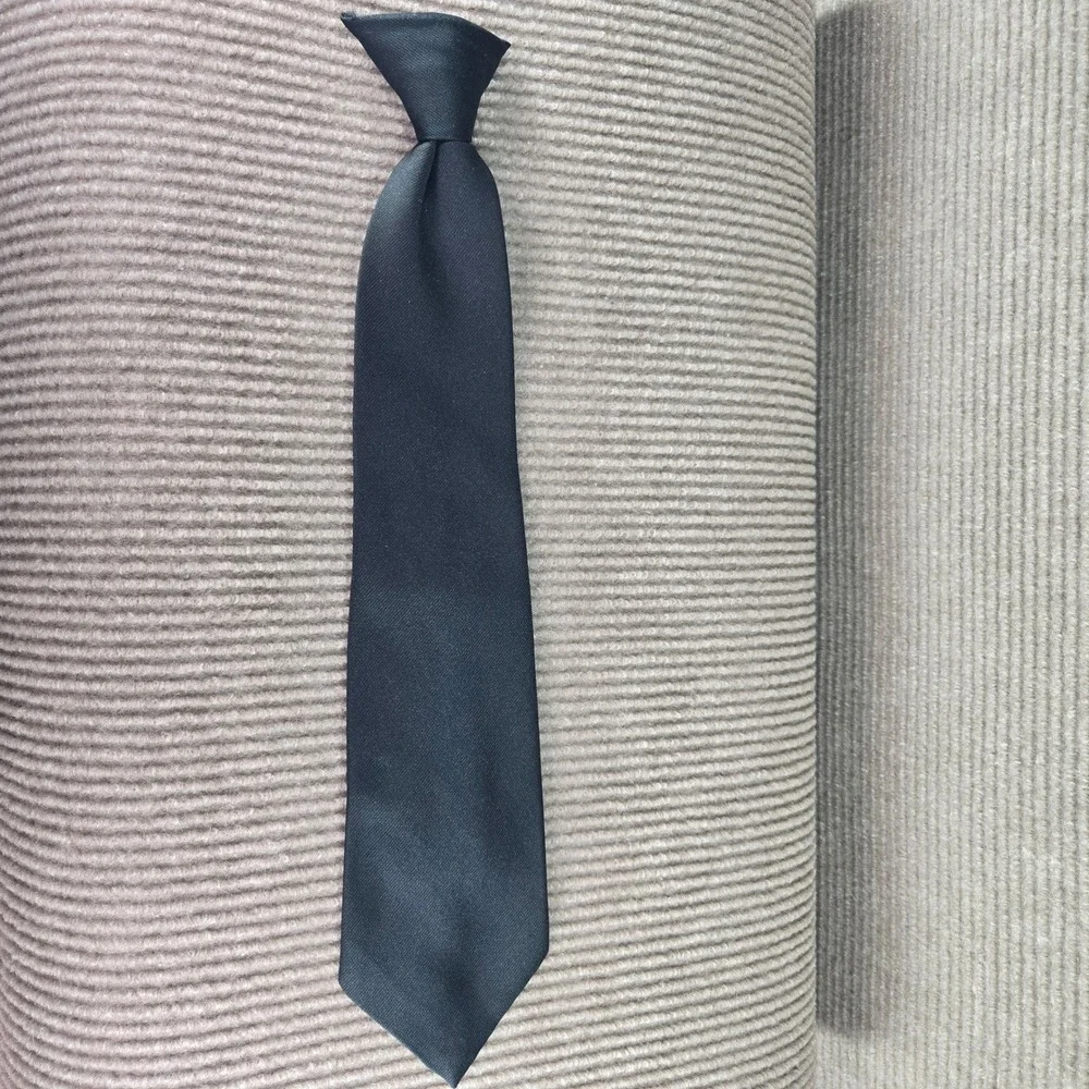 Ketch Boys Black Solid Ribbed Texture Clip-On Necktie